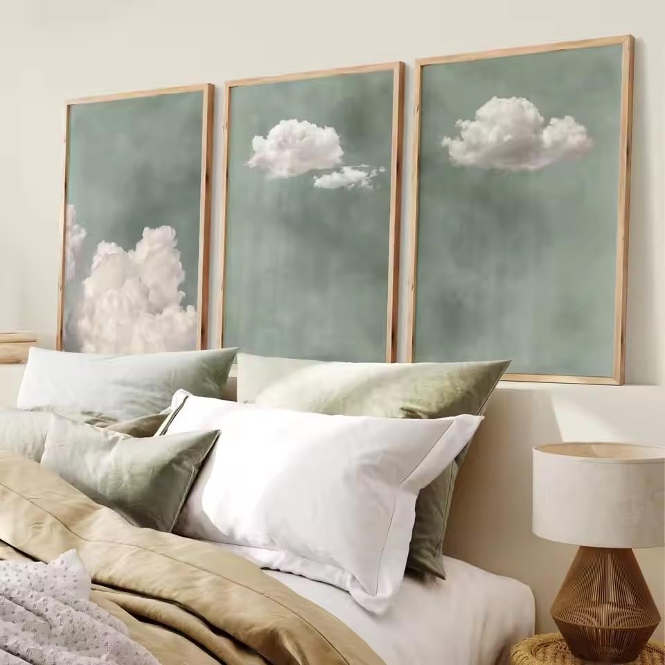 Affiche nuage vert sauge pour créer une atmosphère poétique et douce dans la maison