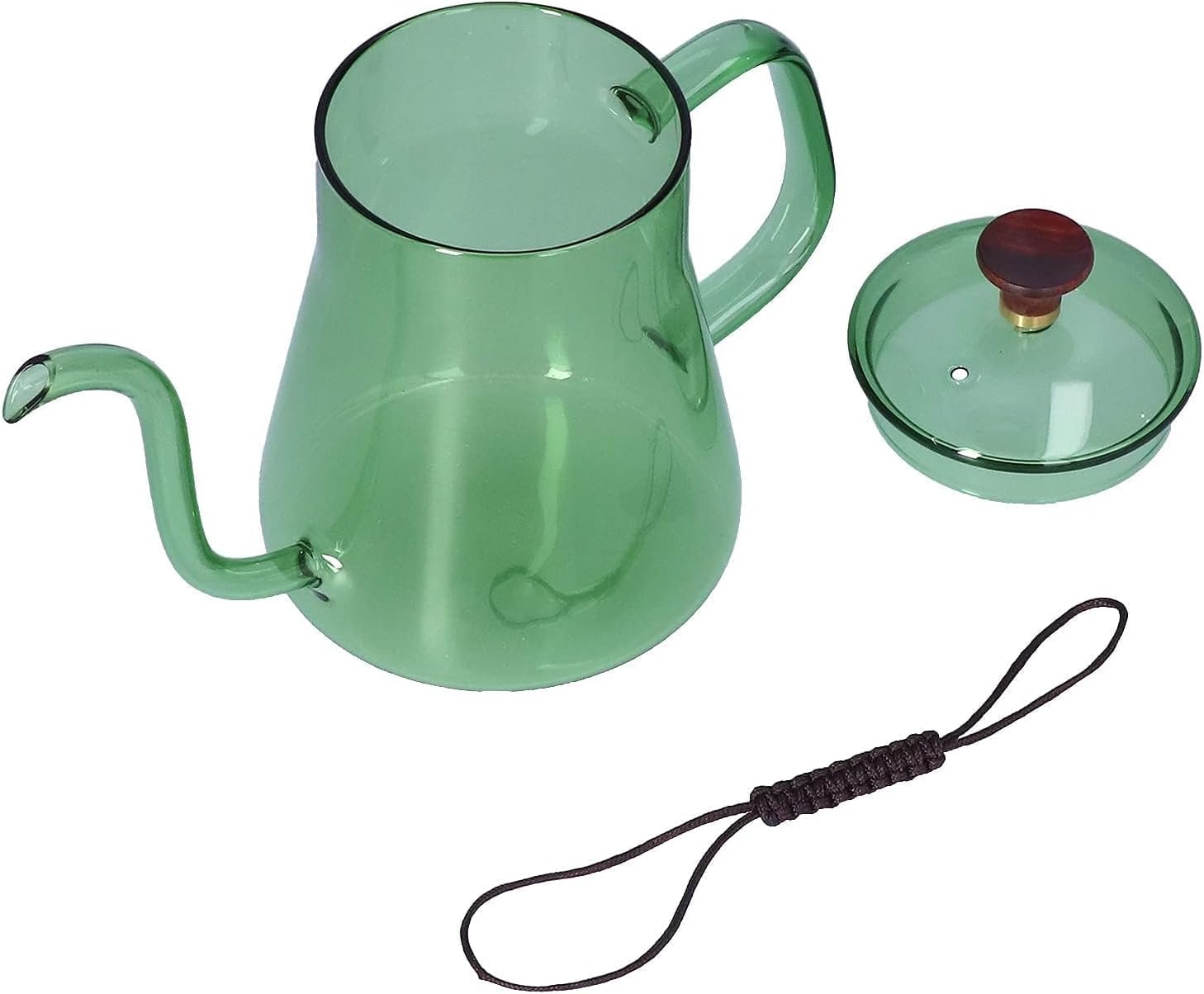 Gooseneck Kettle, Glass Teapot Long Coffee High Borosilicate Spout Glass Coffee Pot Pour over Kettle for Home (Green 350ML)