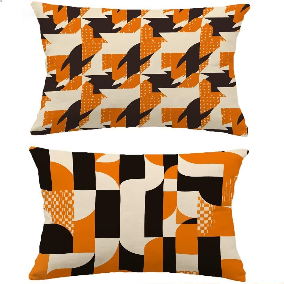 Housse de Coussin de Jardin 40x70 cm Lin Extérieur Orange