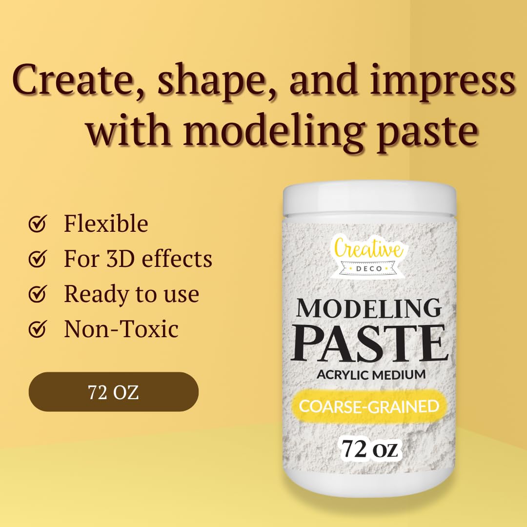 Creative Deco Texture Paste Coarse Grain 2kg | White Filler for Acrylic Painting | Modelling Paste for Art Projects, Acrylic Paint, DIY, 3D Effects, Textures | Easy to Apply with Palette Knife