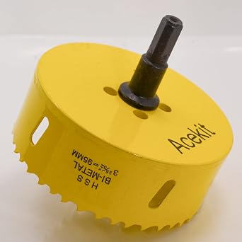 3 3/4 inch Hole Saw with 3/8 Arbor HSS Bi-Metal Hole Saw Blade and Variable Teeth Pitch for Wood,Plastic Board,Pipe,Plywood,and Soft Metal Sheet 95mm