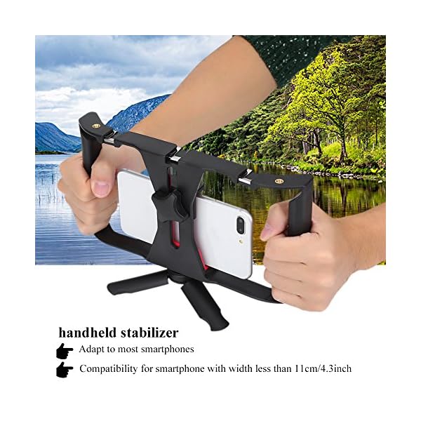 Topiky Smartphone Video Rig, Dual-Handgriff-Handgriffkäfig-Stabilisator-Rahmenstativ mit Stativ für Videomaker Film… – Bild 4