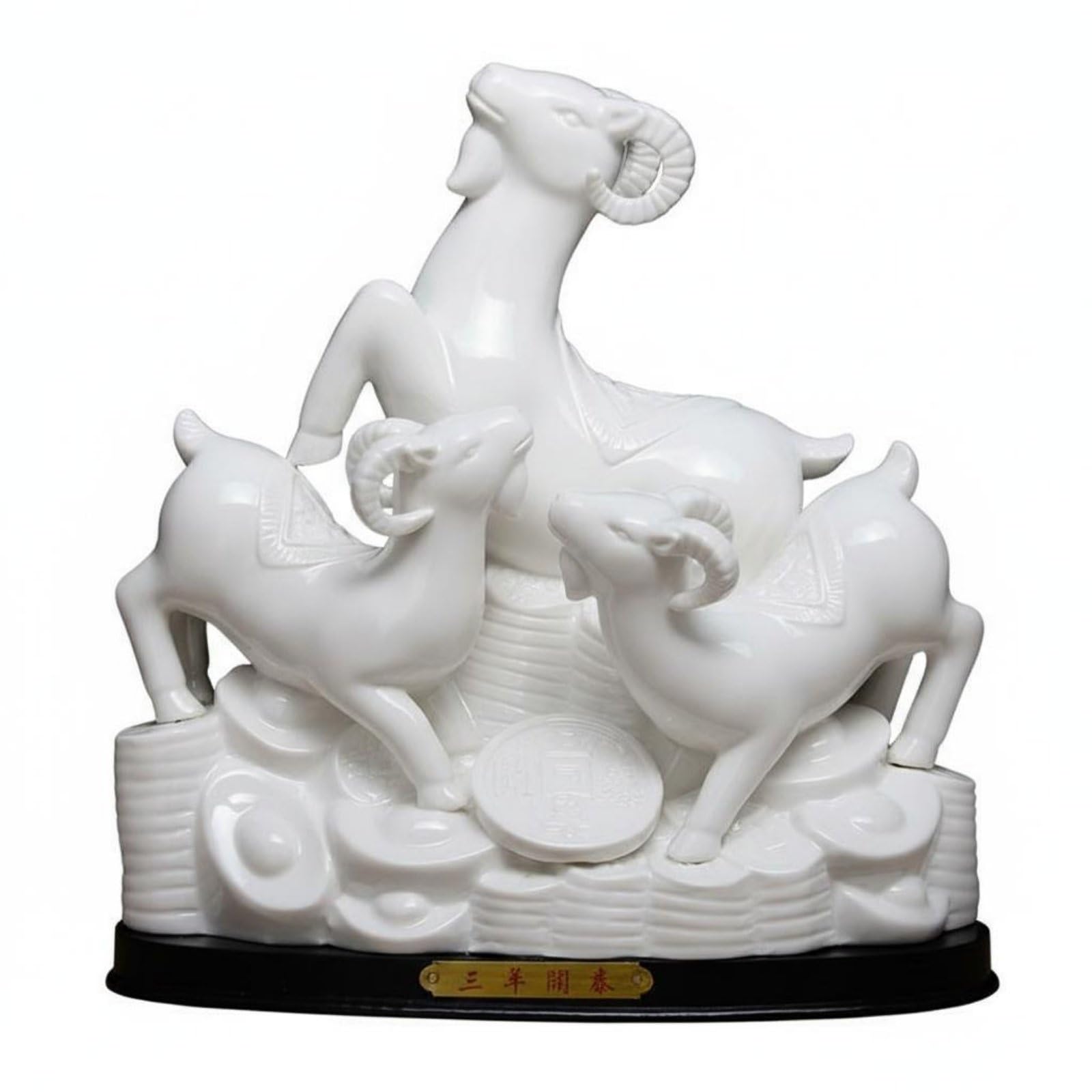 【まーちゃんさま】antique sheep ❀ グリーンの瞳の羊さん set Enakshi® Three Goats Figurine Housewarming Gift Feng Shui Sheep