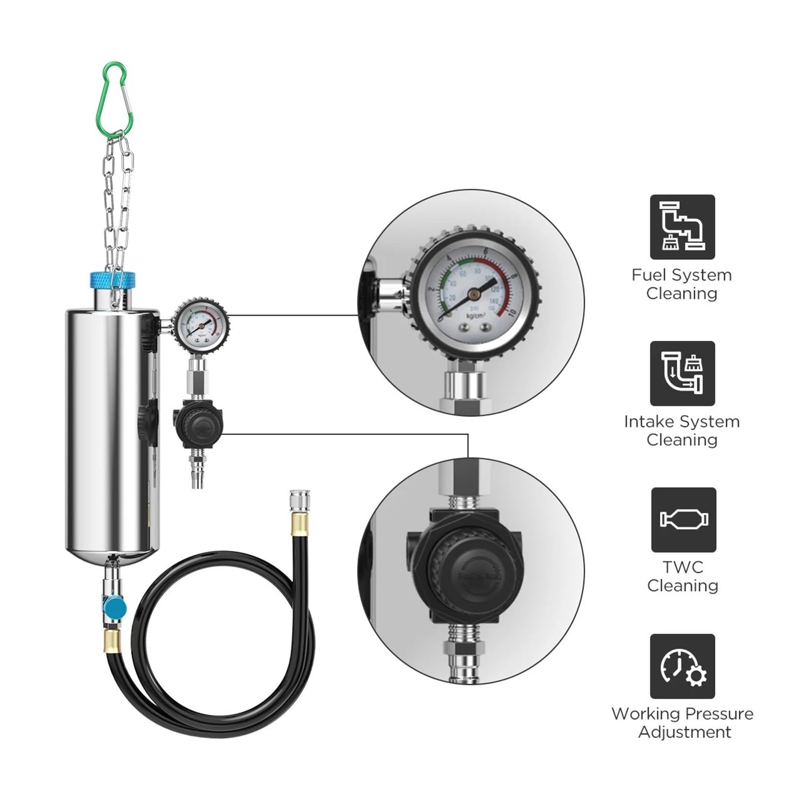 Limpiador de inyectores de Combustible for automóvil AUTOOL C80, comprobador de inyectores, Herramienta de Lavado sin Desmontar, Compatible con Gasolina, Herramienta de Lavado y Limpiador diésel