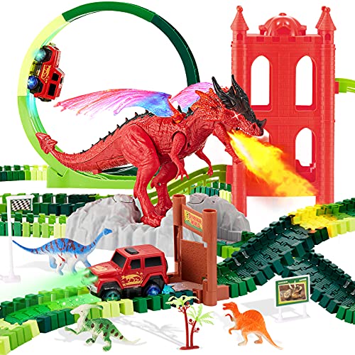 Autorennbahn Für Kinder 3,9m - Flexible Rennstrecke Mit 4 Autos & Saugnäpfen