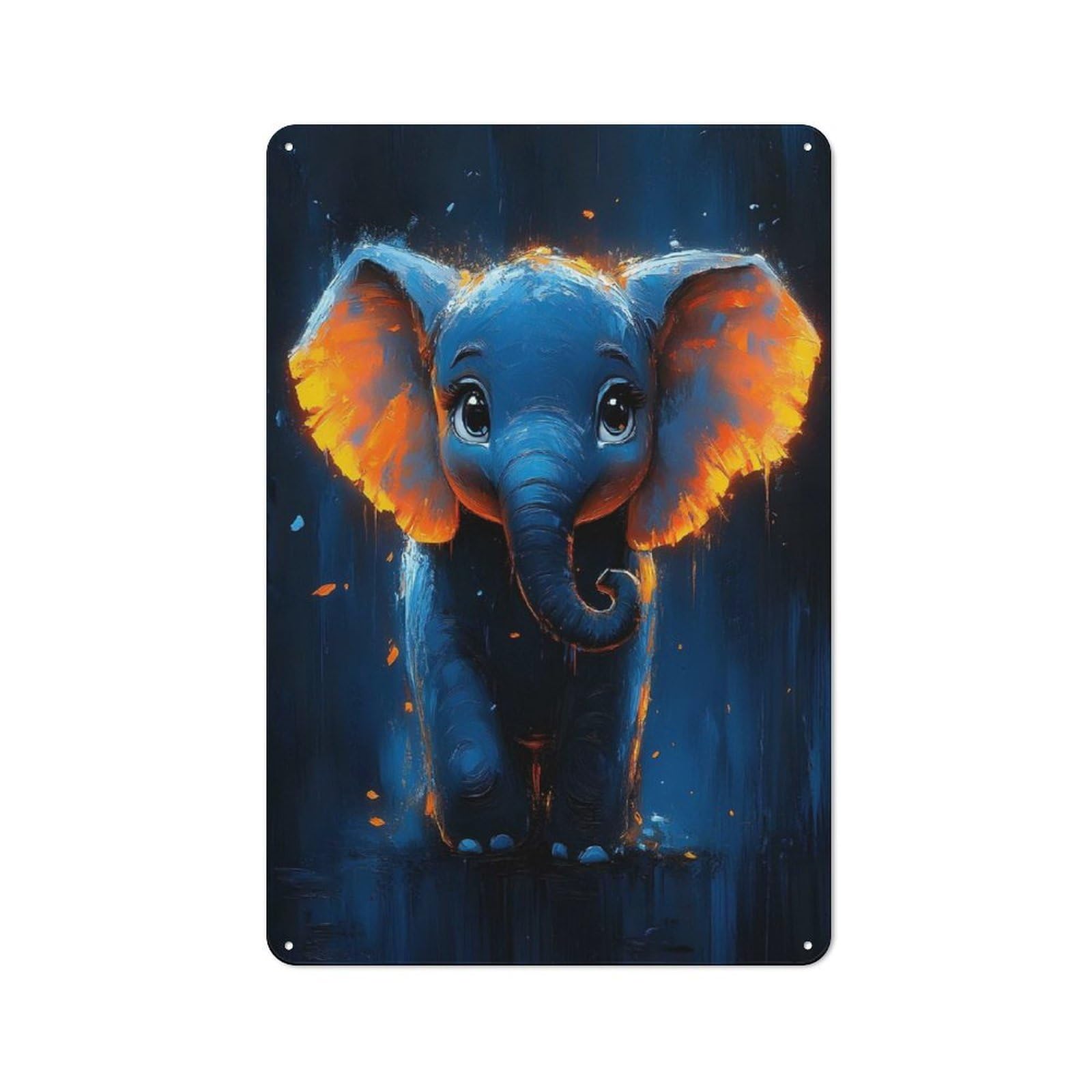 Junmoney Cute Baby Elephant Painting Rustic Tin Sign 30X20cm Featuring For Bar Or Restaurant, A Housewarming Gift For Bar Decor Enthusiasts