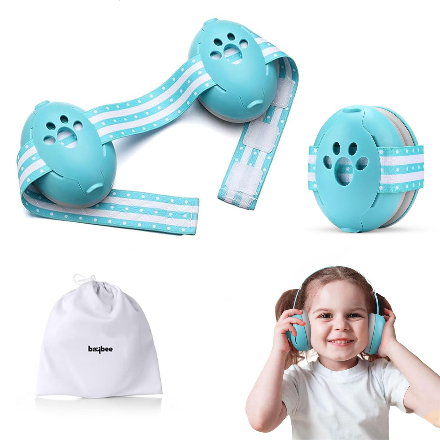 Baybee Noise Reduction Ear Muffs for Baby | Essential Infants Ear Protector Headphones with 25db Noise Cancellation & Adjustable Headband | Improves Sleep, Ideal for Travel, Concerts, Fireworks (Blue)
