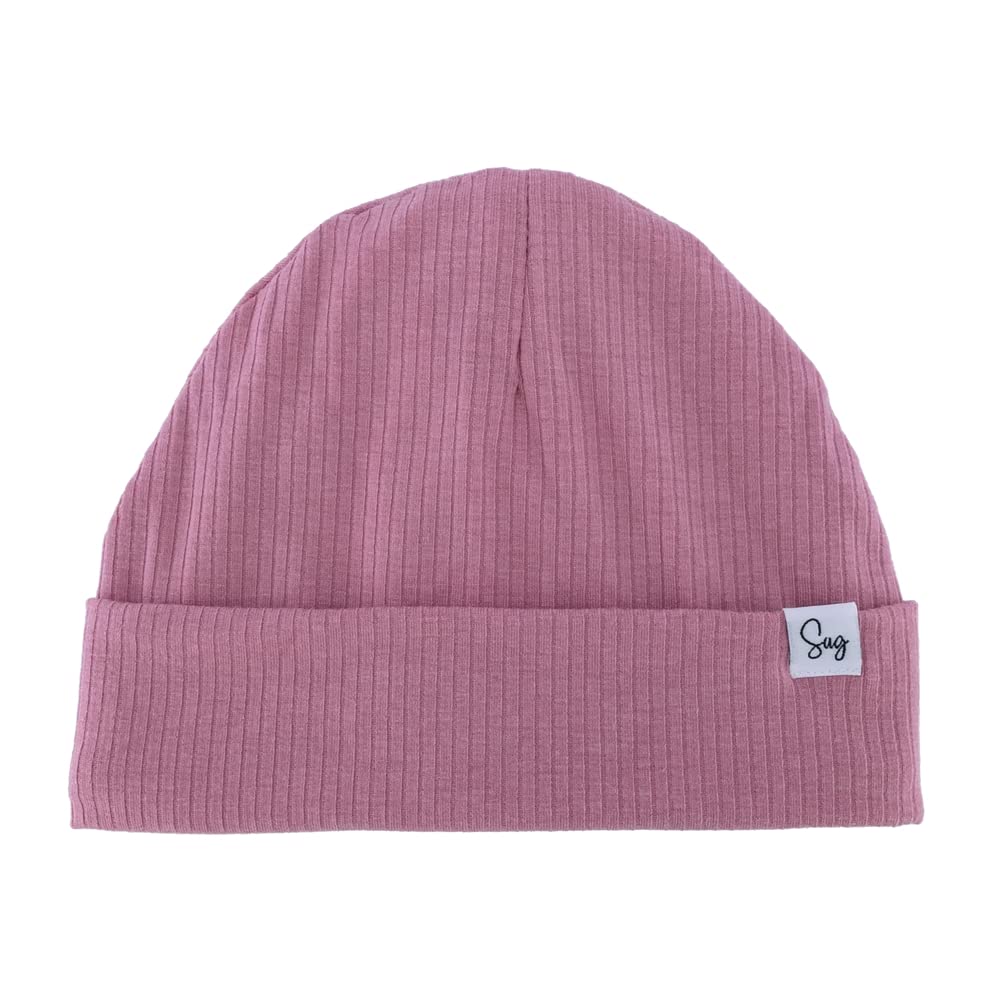 Sugarmelon Men's Rib Mauve Lightweight Jersey Beanie Hat For Newborn Baby Boys Girls Silky Satin Lined Hats Bonnet Toddler Infant Little Kids Beanies Caps (6-24M,)