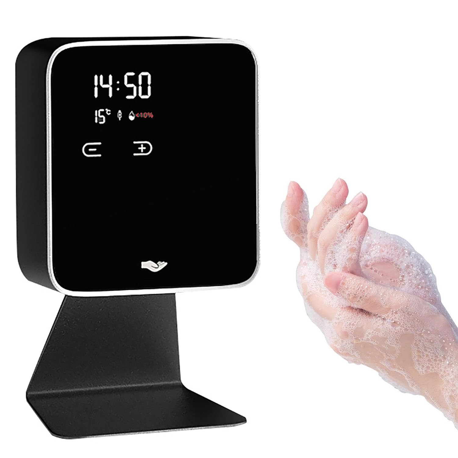 Dispenser di sapone da parete senza contatto, automatico, con 5 impostazioni regolabili e 3 modalità, display a LED, sensore a infrarossi per cucina e bagno