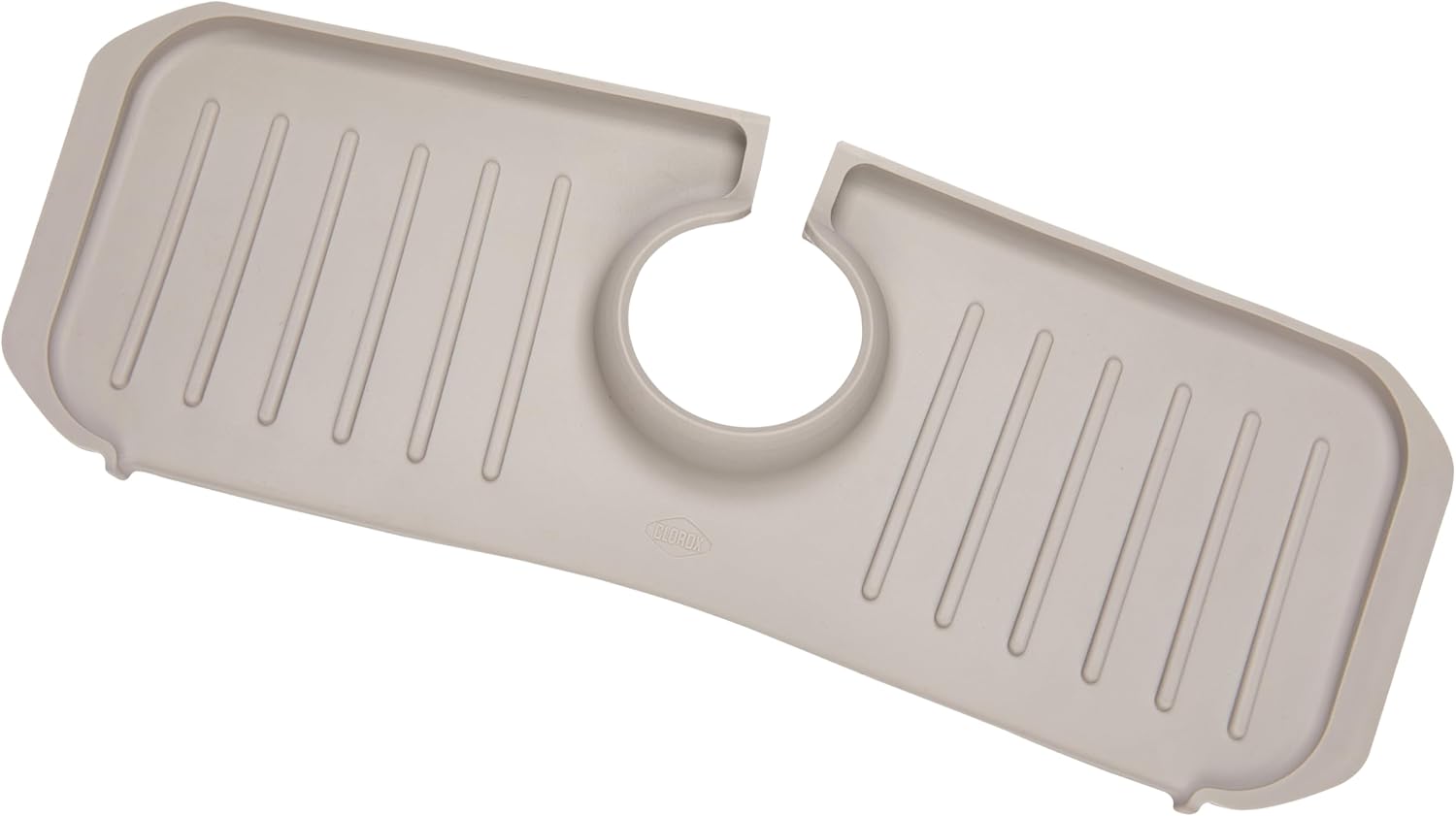 Clorox KeptClean Kitchen Faucet Splash Guard – Easy-to-Install, Water-Resistant Protection for Faucets and Sink Area, Self-Draining Channels Direct Water Into Sink – Almond Cream
