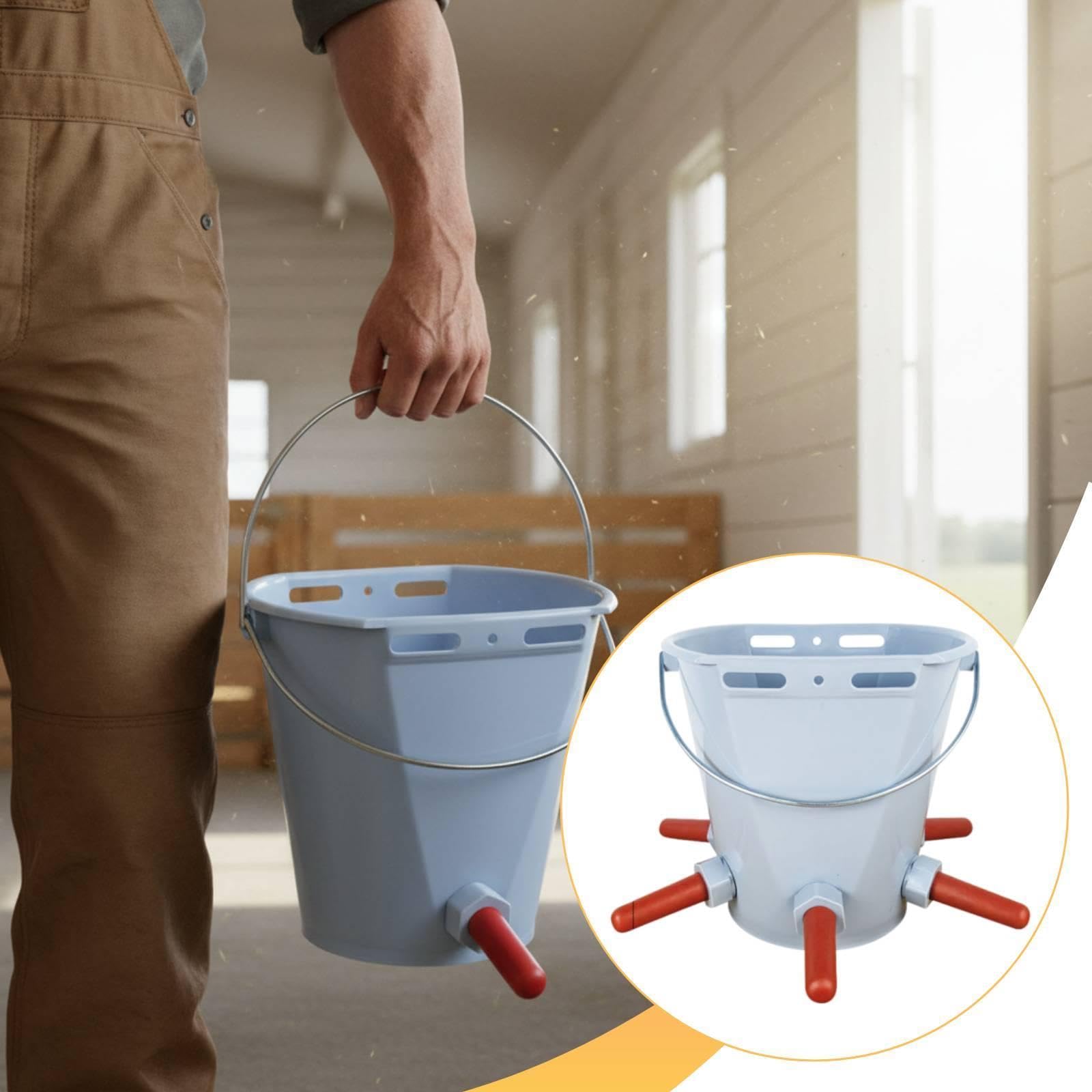Cubo alimentador terneros, Cubo alimentación Leche, Gran Capacidad, Accesorios, Durabilidad con, práctico, con Escala, alimentación, Gris con 5 Pezones