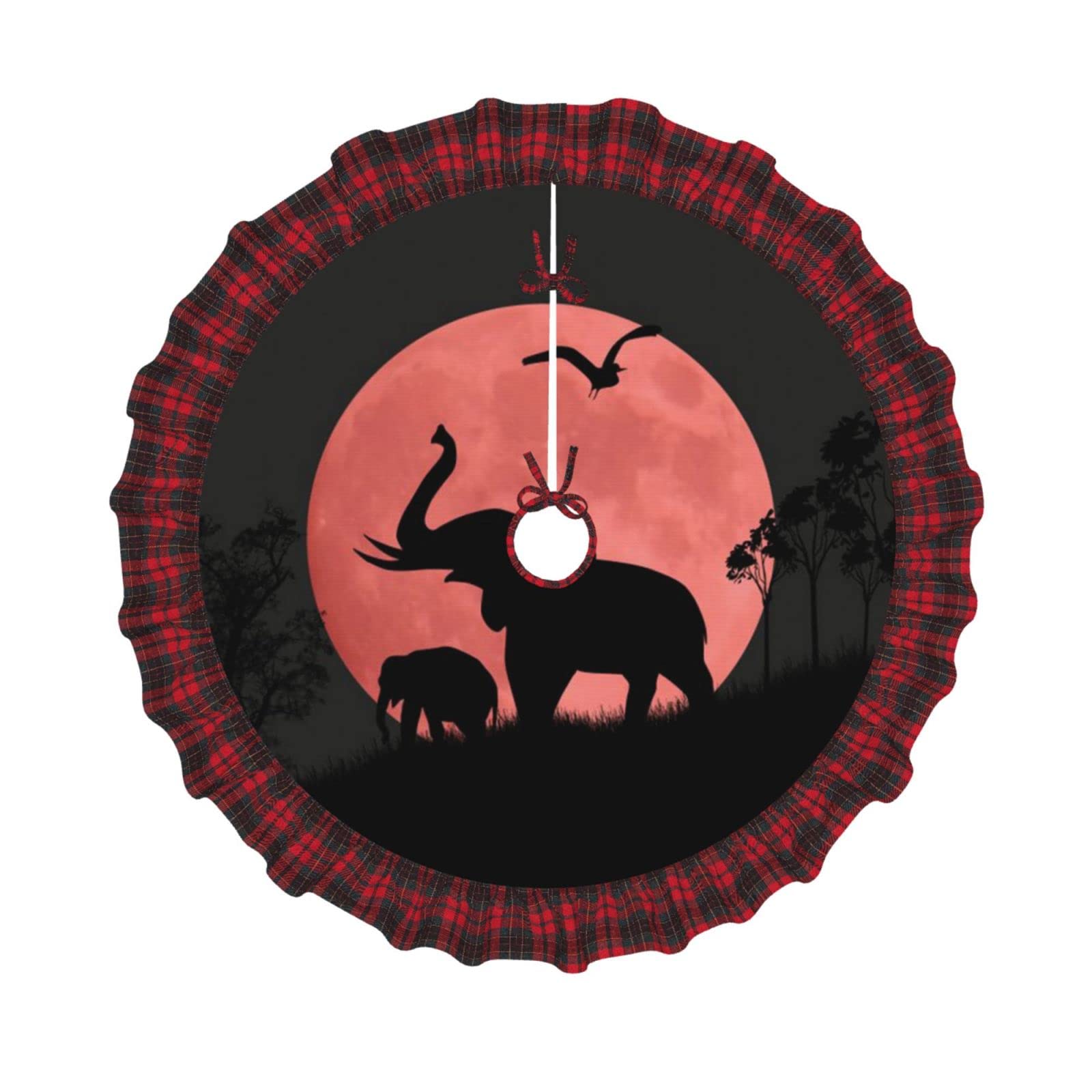 Tapis de sapin de Noël à lacets Buffalo Plaid avec protection des sols