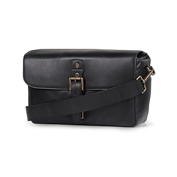 Megagear Genuine Leather Camera Messenger Bag for Mirrorless, Instant and DSLR, Black (MG1331)