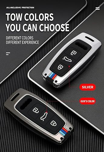 Miniatura 7 de HIBEYO Funda de llavero para Audi A6 A8 Q7 S6 A7 S7 E-Tron RS6 RS7 Q8 SQ8 SQ7 Funda inteligente para Audi A6 Accesorios 3 botones aleación+TPU doble