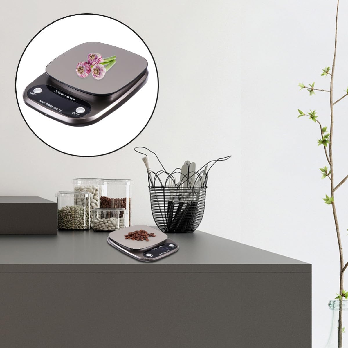 ibasenice Digitale Küchenwaage 3kg/0,1g aus Edelstahl Präzise Lcd Anzeige Leichte Tragbare Waage für Küche und Kaffeezubereitung