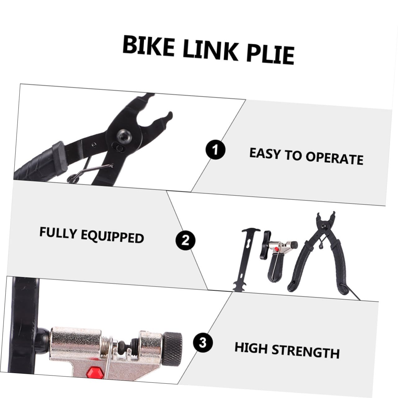 SUPVOX Alicates De Cierre De Gancho y Bucle Cortador De Cadena Herramienta De Cadena De Reparación De Bicicletas Alicates De Enlace De Bicicleta Black Acero Inoxidable Más Abs