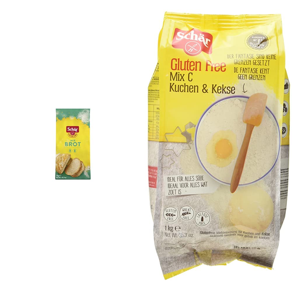 Schär Mix B - Brot Mix Backmischung glutenfrei 1kg, 10er Pack & Mix C - Kuchen & Kekse Backmischung glutenfrei 1kg, 10er Pack