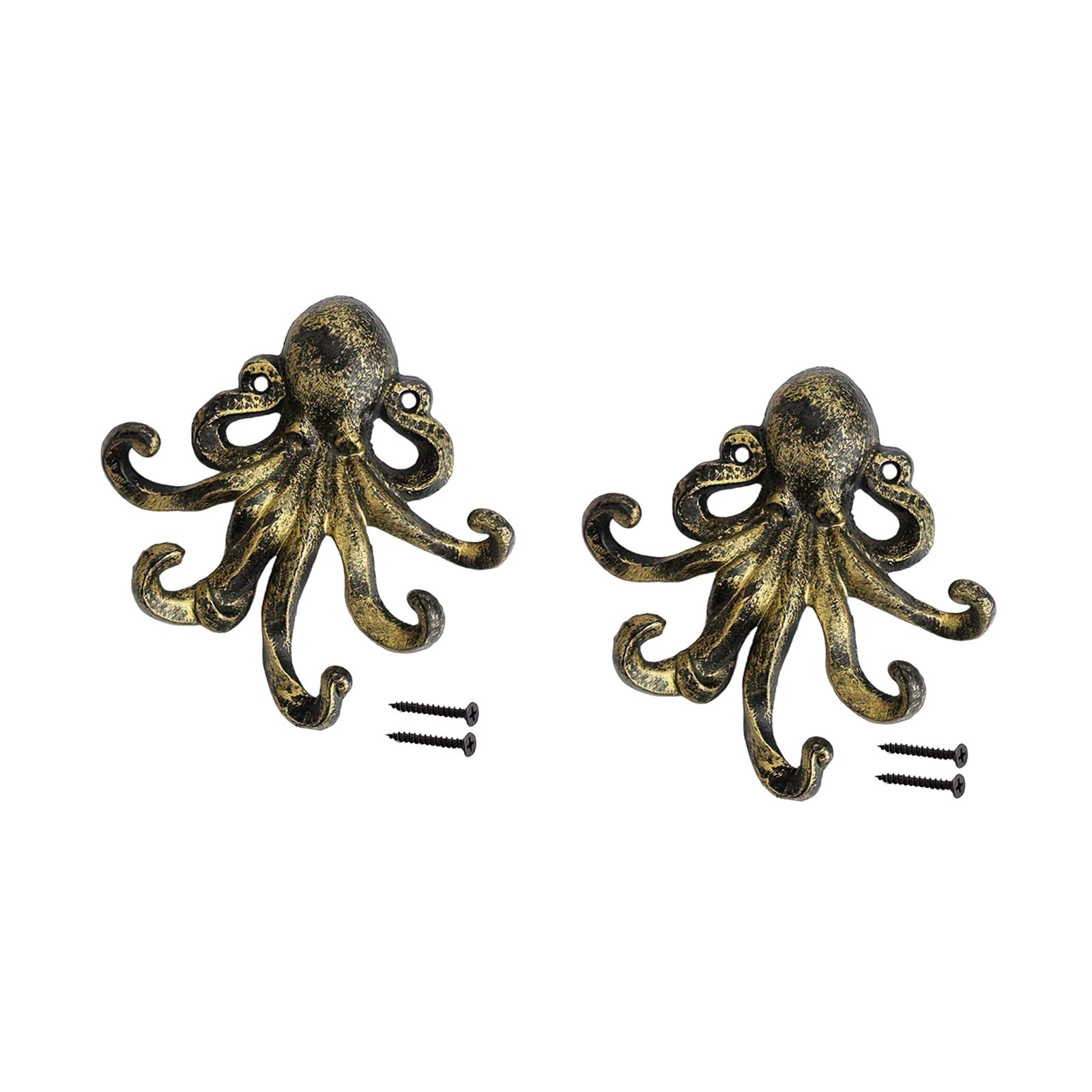 Oxxggkao Unique 15Cm Wide Cast Iron Octopuses Shaped Hook with Sturdy Construction Party Decoration for Indoor Outdoor Use Wrought Iron Wall Hook