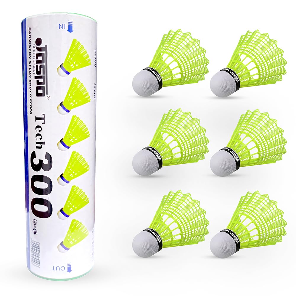 Jaspo Tech-300 Nylon Badminton Shuttlecocks | High-Speed & Durable | Great Stability for Indoor & Outdoor Training & Practice, Premium Cork Base (Set of 6pcs)-image-30