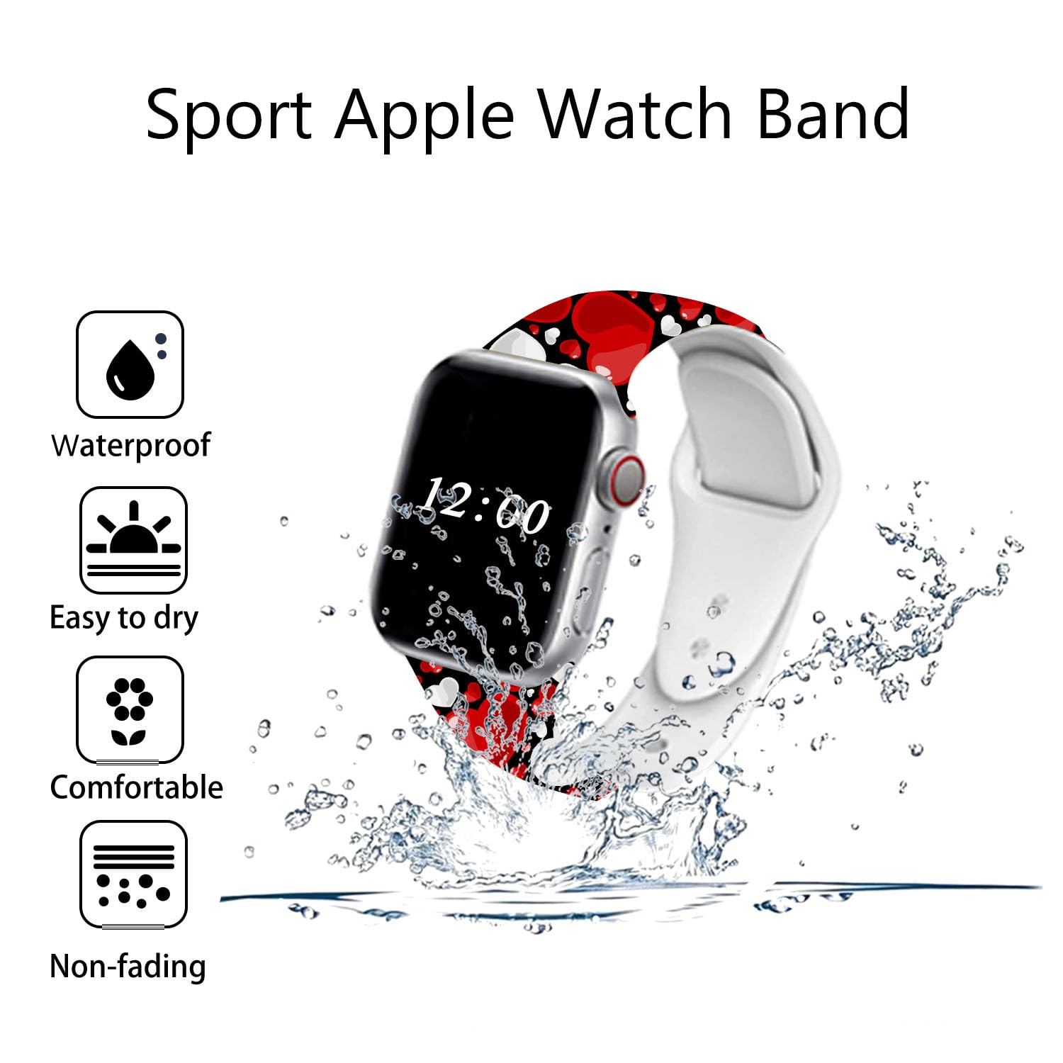 Correa de reloj deportiva de moda compatible con Apple Watch de 38 mm, 40 mm, 41 mm, 42 mm, 44 mm, 45 mm, 49 mm, para mujeres y hombres, correas ajustables de silicona suave reemplazables para iWatch