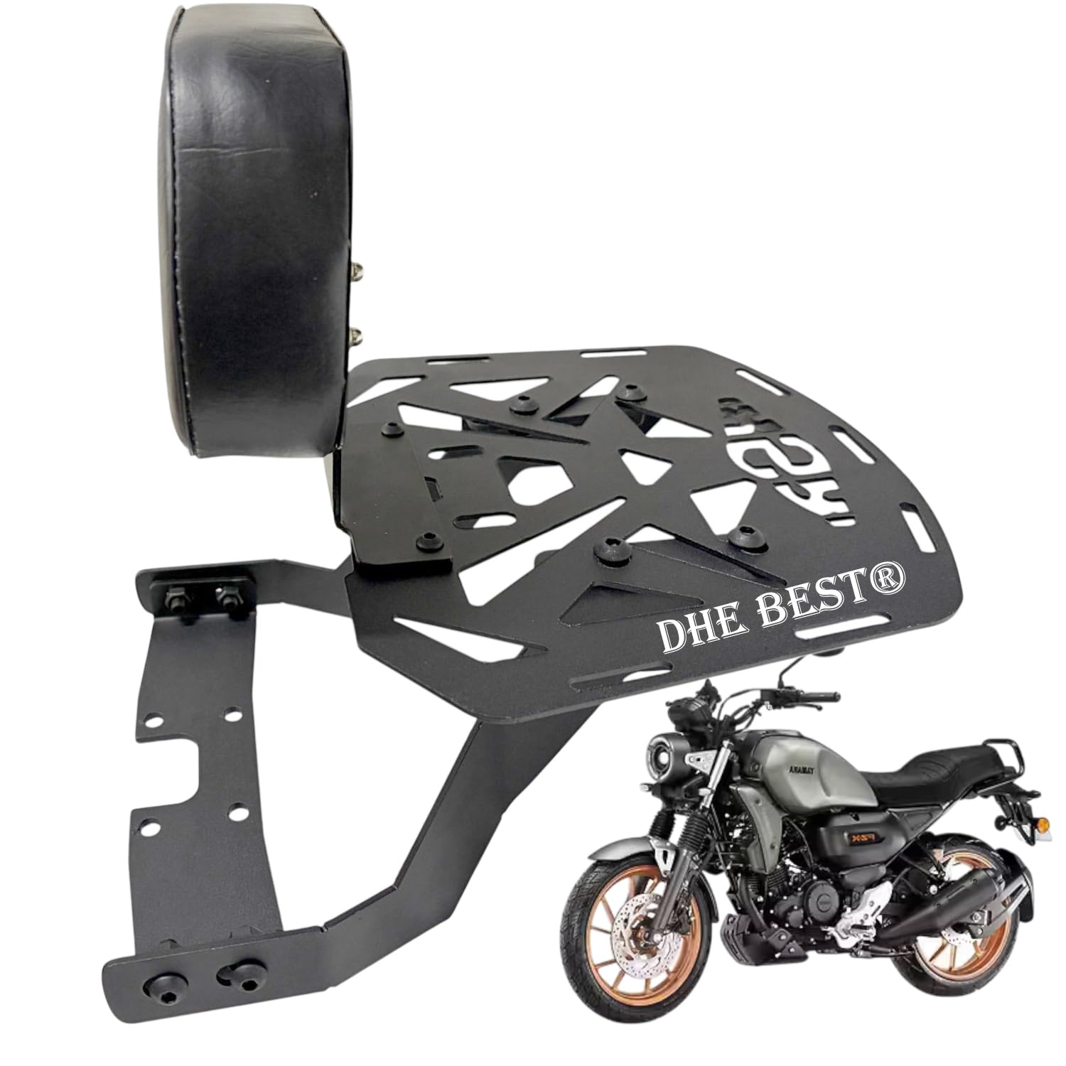 Dhe Best Top Rack Carrier with Backrest Strong Metal Rear Mount for Secure Load Handling and Rider Comfort for Yamaha XSR 155-image-42