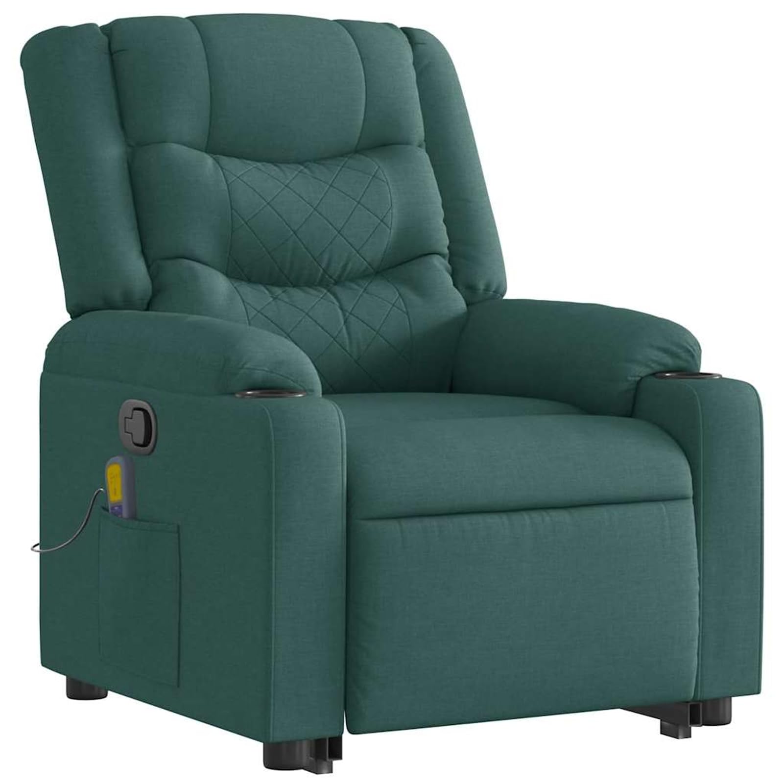 Homgoday Poltrona Massaggiante Alzapersona Manuale Verde Scuro Tessuto 77x93x99 cm 6 Punti Massaggio
