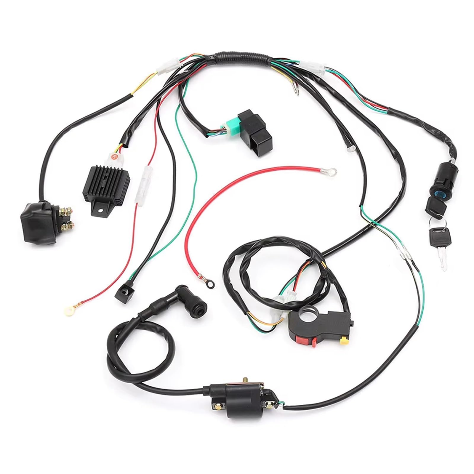 Zündspule Zündungen 1Set Voll Komplette Elektrik Kabelbaum 50 70 90cc 110cc 125cc Kabelbaum Webstuhl Magnetspule CDI Quad Dirt Bike ATV Moto Motorzündspule