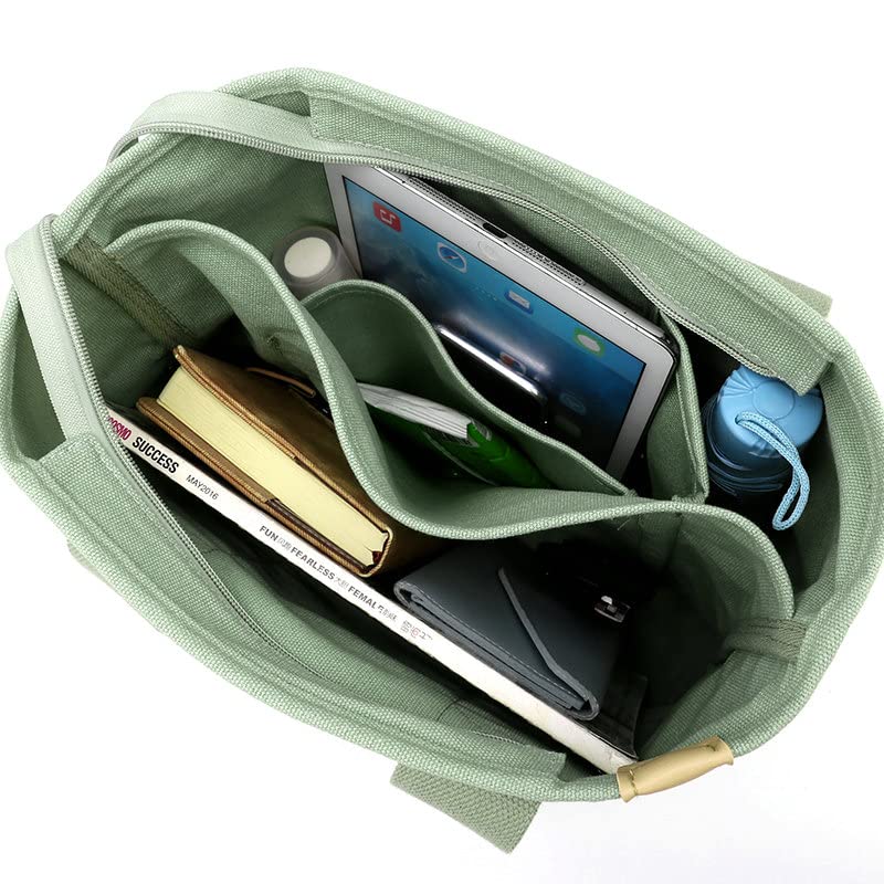 Crossbody Canvas Tote Satchel Bag for Women Shoulder Bag Multi-pockets Zipper Purse Handbag,Hobo Bag,Everyday Bag4