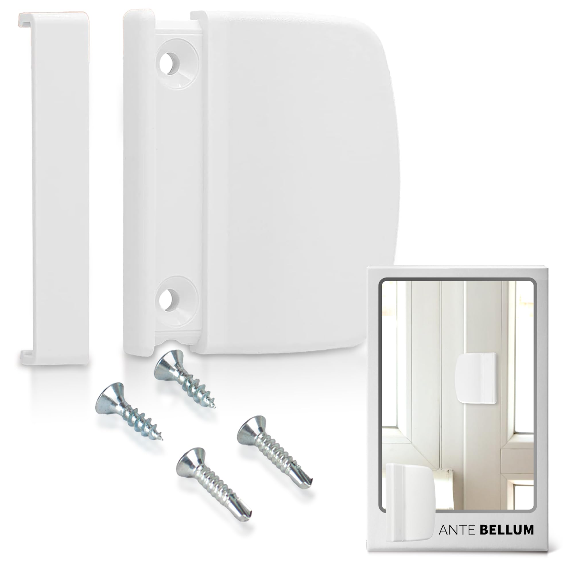 Ante bellum Balkontürgriff – Dauerhaft Türgriff für Außen mit Abdeckkappe, Wetterbeständig, Kunststoffgriff für Balkon-, Terrassen- und Fliegengittertüren, Einfache Montage (Weiß)