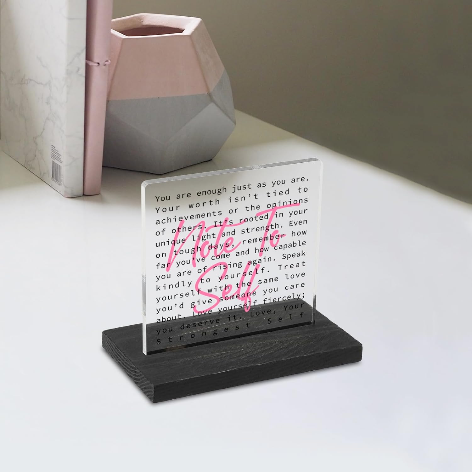 Note to Self Motivational Gift, You Are Enough, Mental Health Quote Decor Sign for Women Therapists Counselor, Inspirational School Counseling Office Therapist Office Desk Decor Plaque VA5 - Image 5