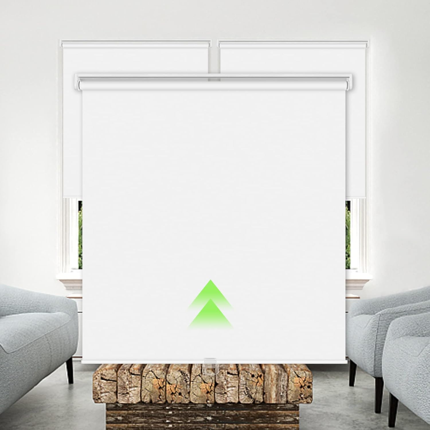 Kokorona Cordless Blackout Roller Shades for Windows, Room Darkening Pull Down Roller Blinds, Thermal Insulated Privacy Saving Energy Window Shades for Home Office, White, 36" W X 72" H
