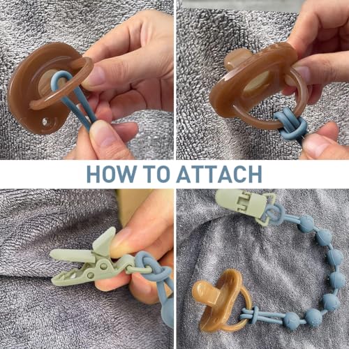 Image of SNOWIE SOFT 2pcs Anti Lost Pacifier Chain Strap Pacifier Clip for Toddlers Silicone Pacifier Clip Silicone Soother Toy Silicone Baby Pacifier Clip Teething Relief Teether Toy Pacifier