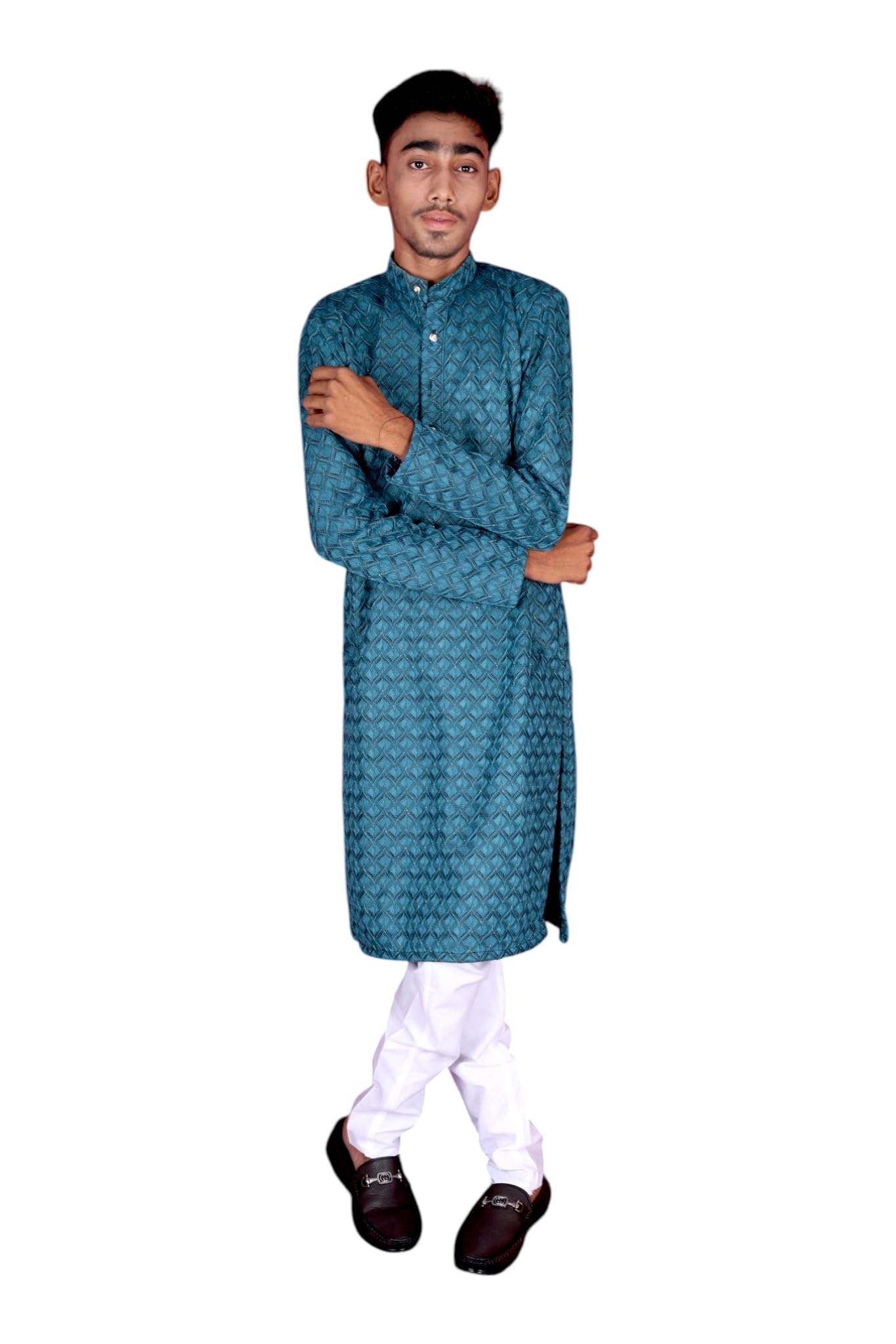 Men's Blue Embroidered Sherwani-picture-40