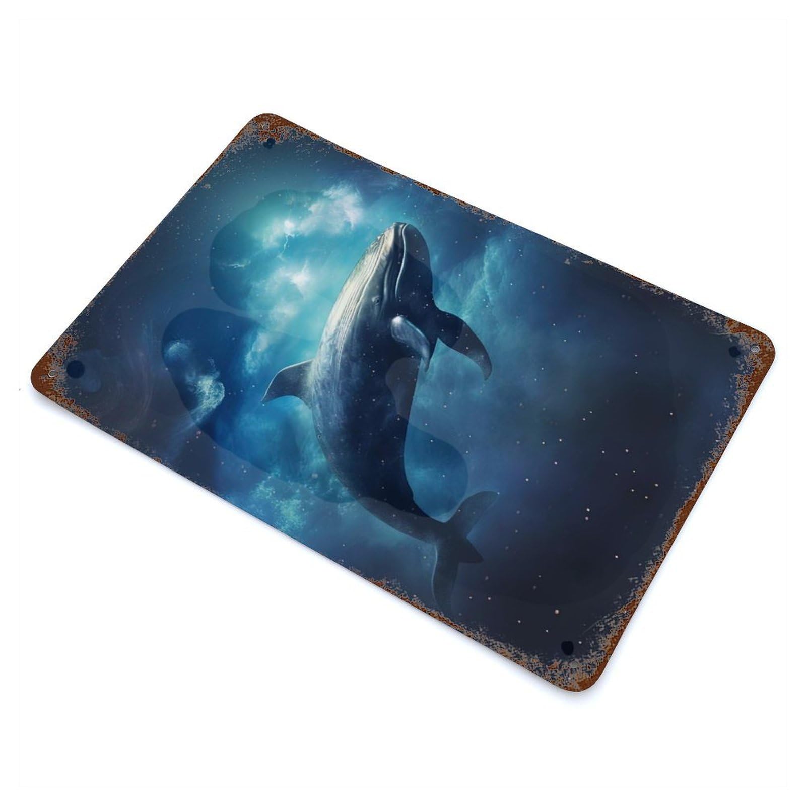 Celestial Currents 11.8"x7.9" Rustic Tin Plaque, Novelty Wall Decor for Living Room, Hallway And Home Decor
