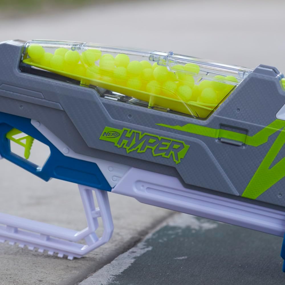 Nerf Hyper Siege-50 Pump-Action Blaster, 40 Hyper Rounds, Holds Up to 50 Rounds, Glasses, Up to 110 FPS Velocity, Easy Reload, Toy Foam Blasters