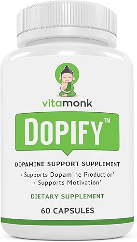 VitaMonk Dopify - Suplemento de dopify Dopamina Booster con monofosfato de uridina, mucuna pruriens, L-teanina, tirosina y más, sin rellenos