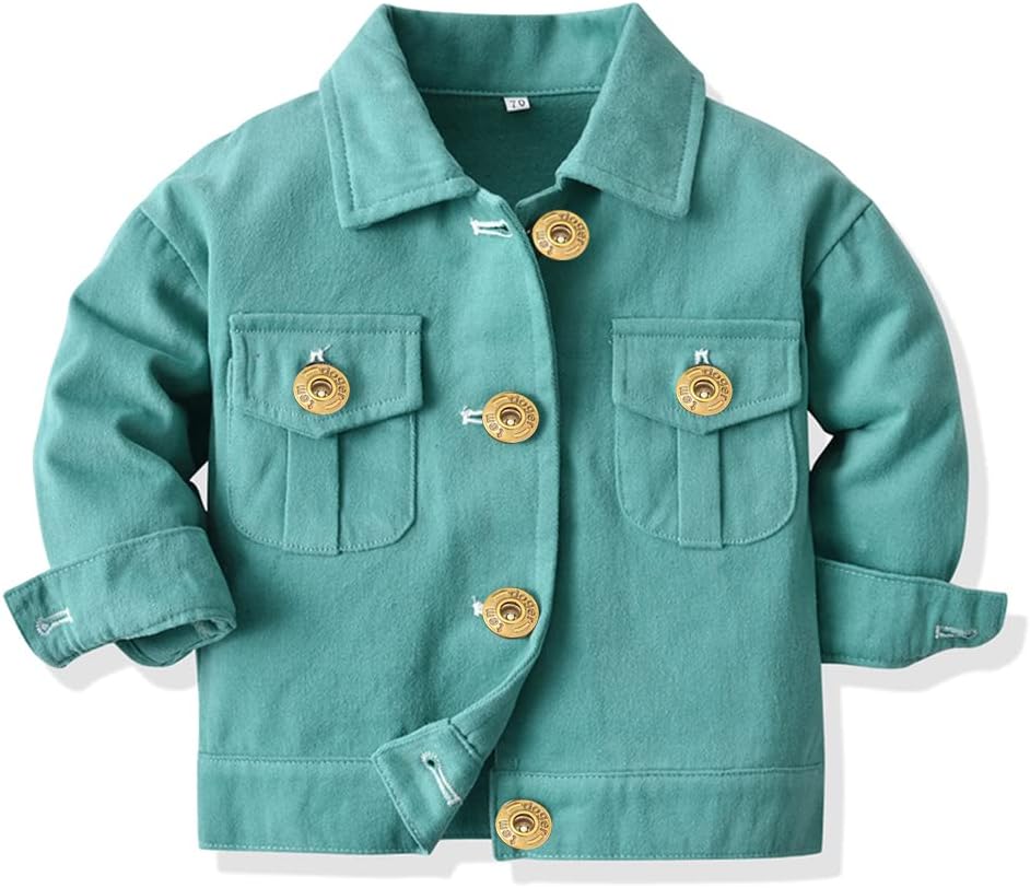 Meufam Toddler Kid Baby Boys Girls Denim Jacket Long Sleeve Button Down Jeans Coat Overcoat Leopard Print Outwear