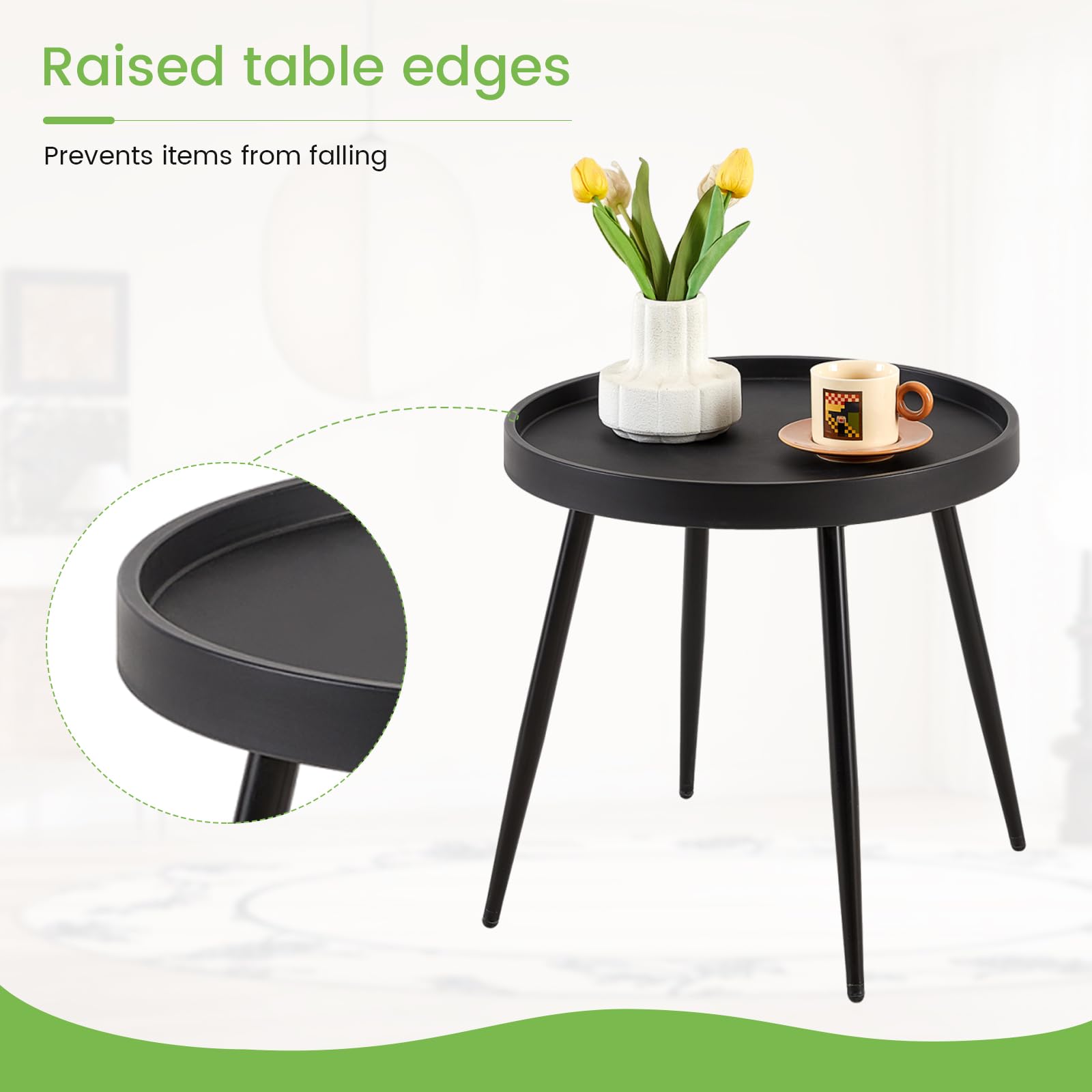 Set di 2 sedie da giardino in metallo, set da 2 sedie da bistrot per esterni, ergonomiche, adatte per interni ed esterni, colore: nero, 2 sedie + 1 tavolino da caffè
