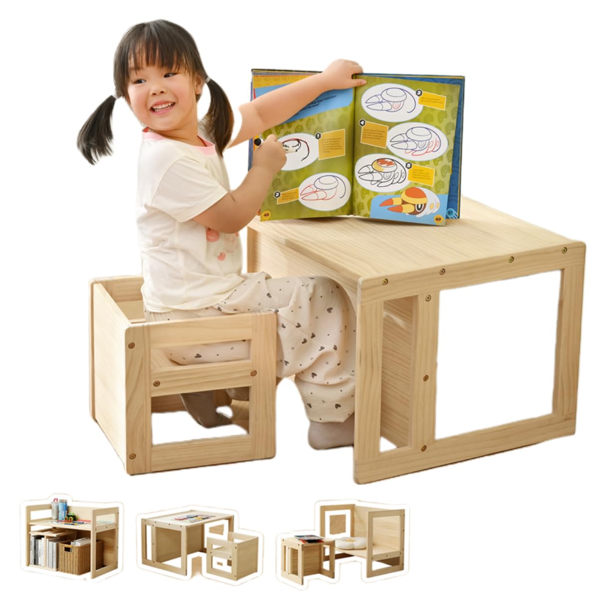 Amazon.co.jp: LZ LEISURE ZONE 子供用テーブルと椅子2点セット 天然