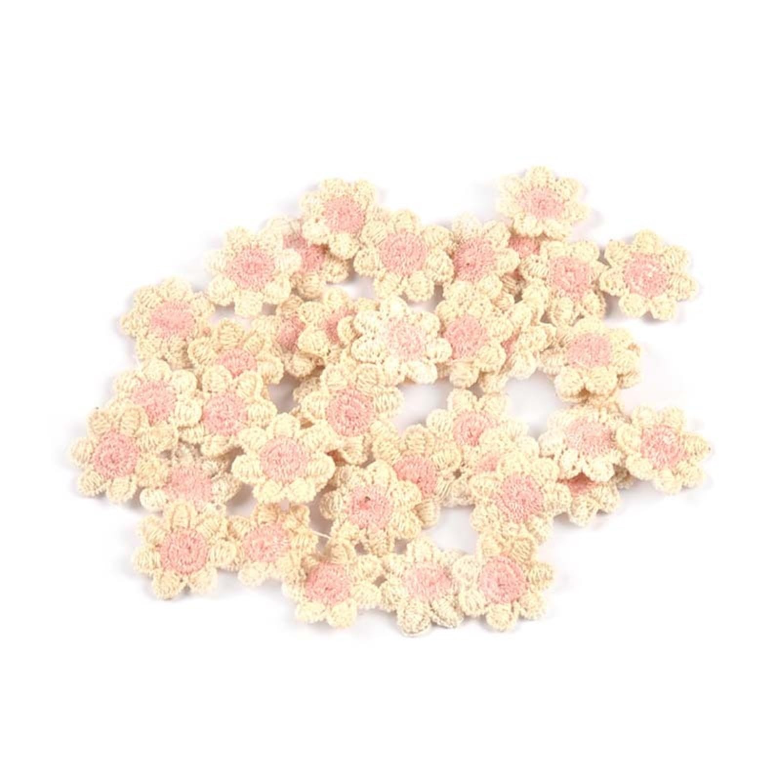 Wtaxbh Color1 Iron On Patches 200Pcs/Lot 20Mm Mini Lace Flower Appliques For Diy Hat Clothes Sewing Supplies Headwear Decor(Color1)