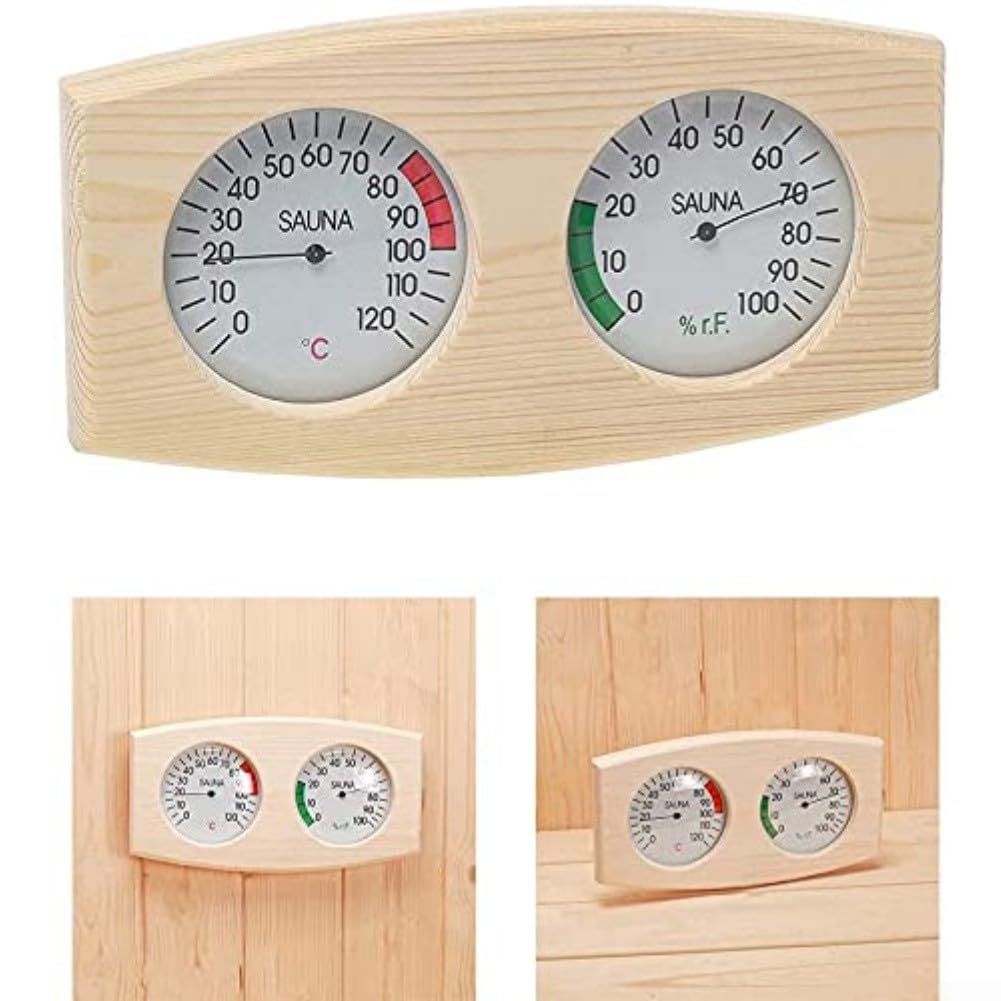 Termómetro e higrómetro de madera de la sauna con el diseño 2 en 1, medición de la temperatura y de la humedad de la amplia gama para la supervisión interior y exterior de la sauna