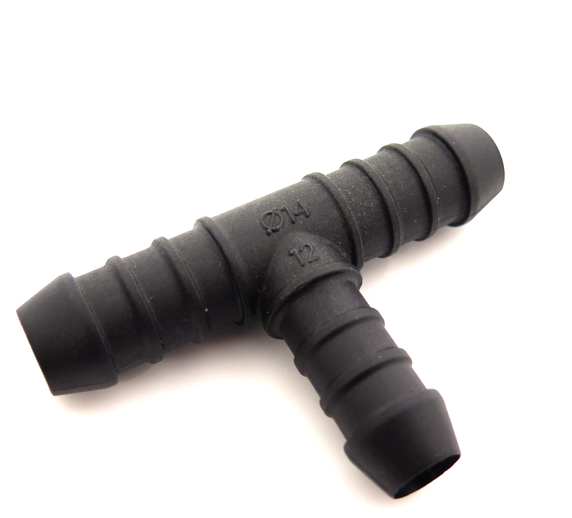 2x Hose Tube Pipe 3-way T-Piece 12mm to 2x 14mm Tube Pipe Connector Joiner Air Fuel Water - FREE FIRST CLASS UK POSTAGE!