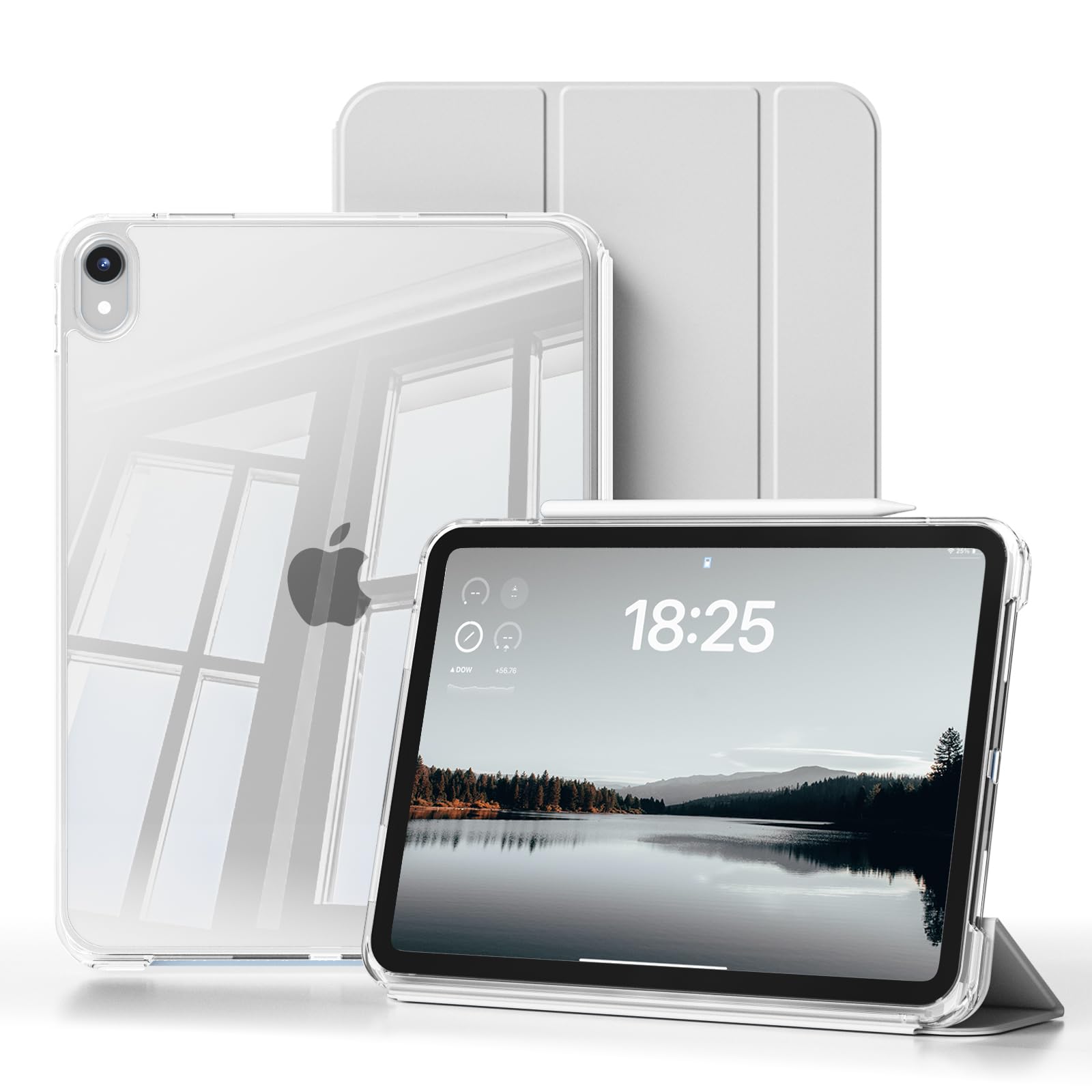 JKSML Hülle für iPad (A16) 11 Zoll (2025) & iPad 10. Generation (2022)-2 in 1 Abnehmbare Abdeckung, Hart PC Transparent Rückseite, Unterstützt Touch ID & Auto Schlaf/Weck (Grau)