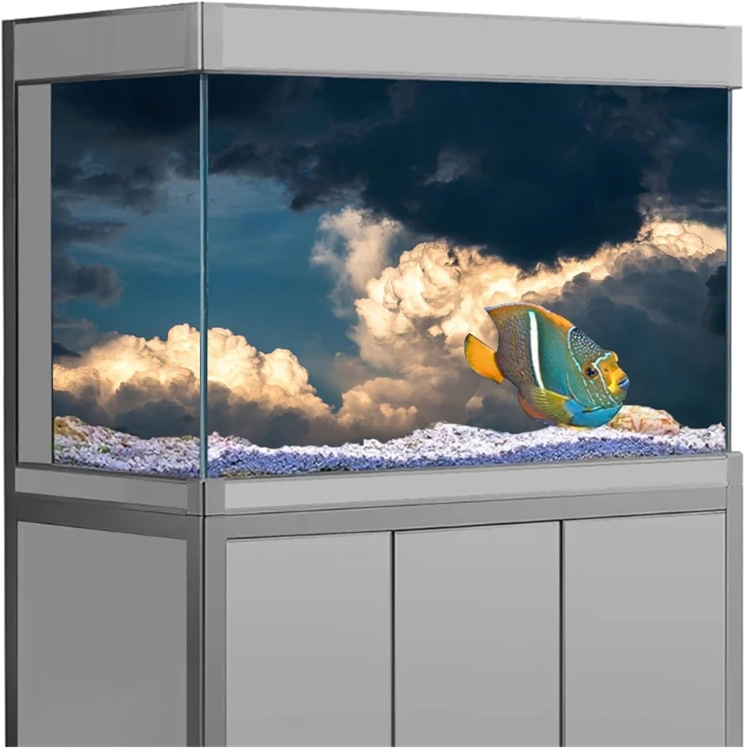 Aquarium Background Sticker,Cloud Wallpaper Fish Tank Backdrop Decorations PVC Aquarium Accesories(Color1,54x122cm)