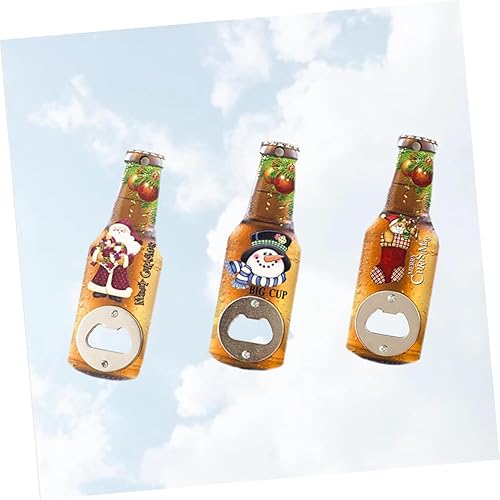Miniatura 5 de SHOWERORO 3 piezas de decoración de cerveza abrebotellas de madera abrebotellas de Navidad abrebotellas regalo abrebotellas de cerveza suministros