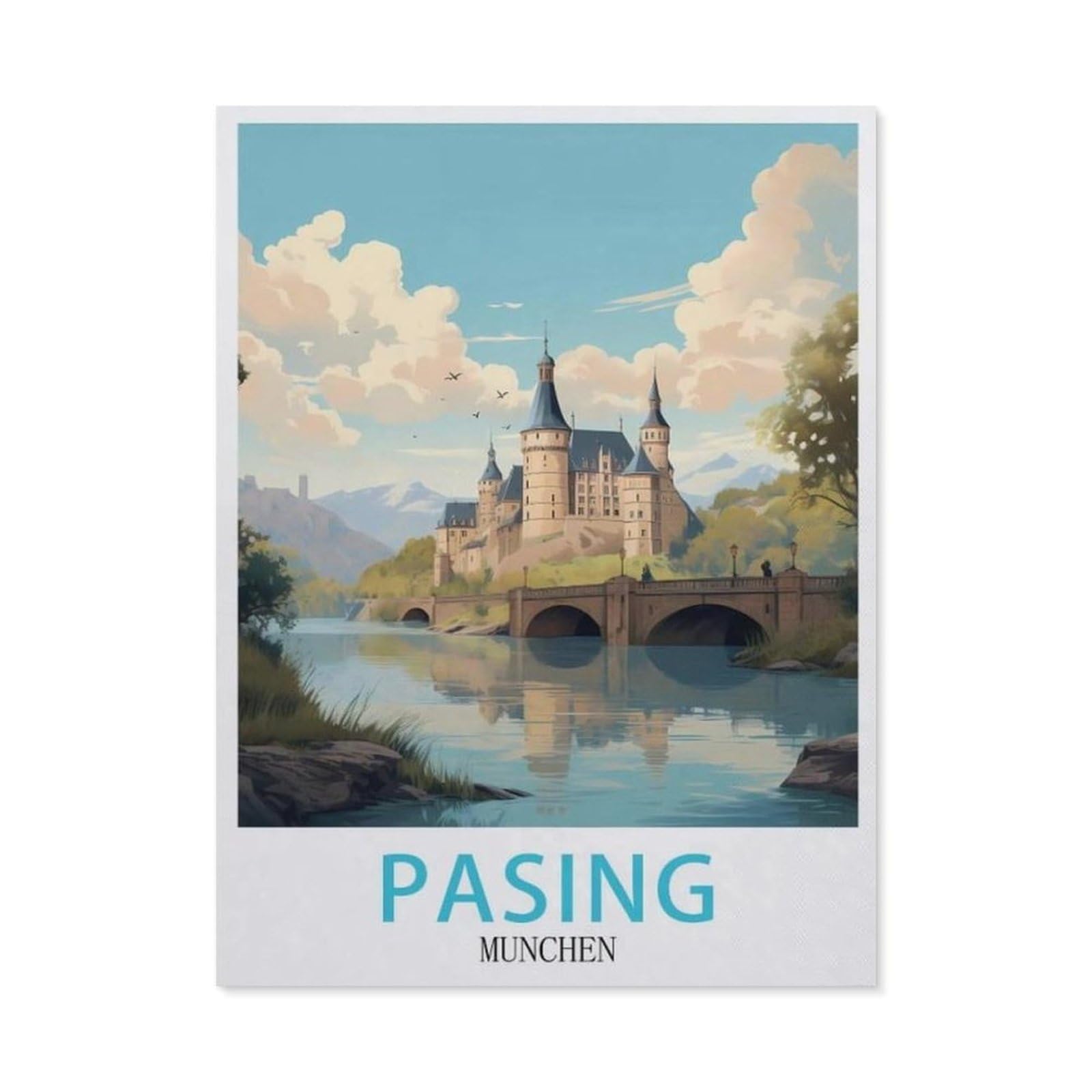 Jigsaw Puzzles 1000 Pieces，Pasing Munich，paper Children Games Educational Toys（38x26cm）-AW80