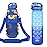32 oz Water Bottles with Straw & Strap, Motivational Water Bottles with Times to Drink, BPA Free Reusable Sports Water Bottle with Sleeve Carrier for Hiking, Travel, Running or Fitness (Sunflowers)