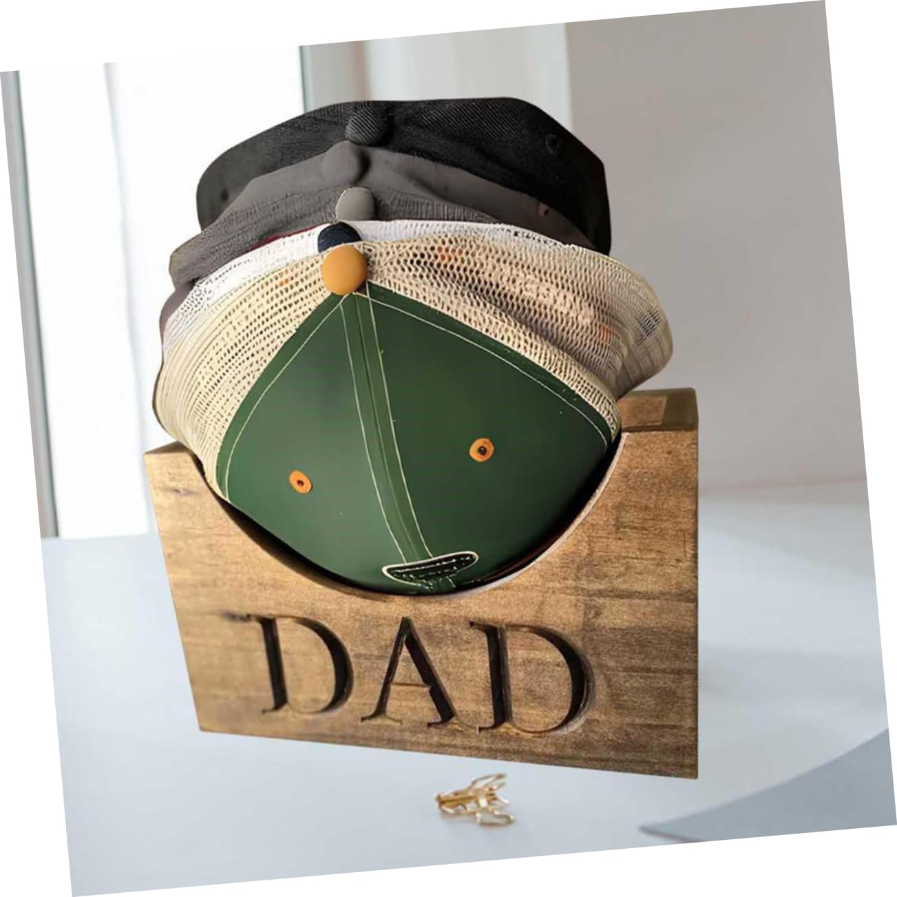 Ciieeo Wooden Hat Storage Box Stylish Display Rack for Baseball Caps Organizer for Desktop Craftsmanship Friends Family Chic Decoration for Events
