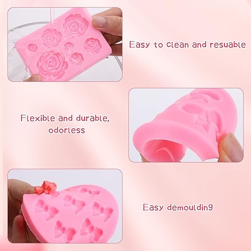 Miniatura 4 de Pimoys 4 moldes de arco para moldes de silicona de flores de chocolate, moldes de vela de silicona para derretir cera, dulces, cupcakes, cumpleaños,