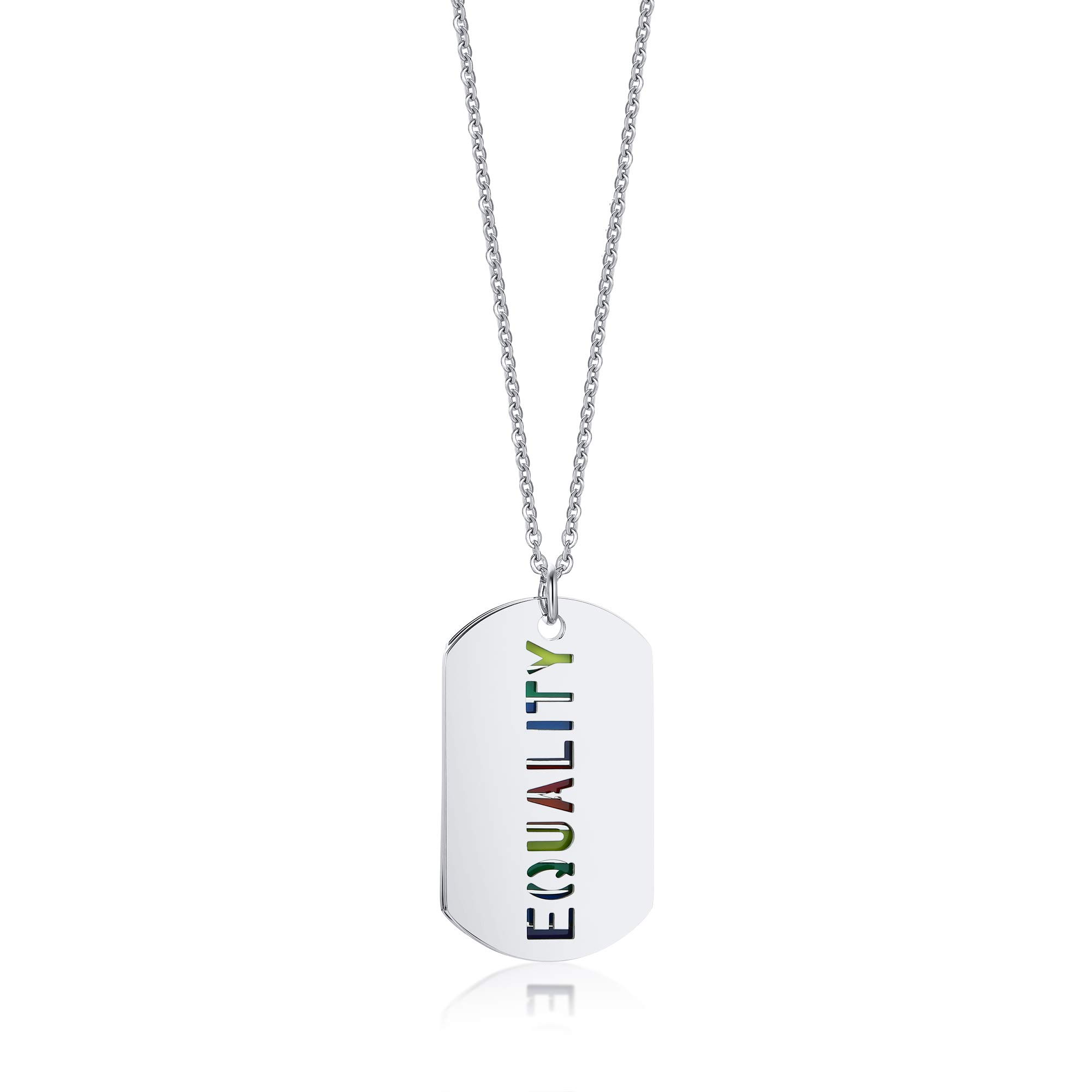AIKESIWAI Gay Series Dog Tag Necklace, Rainbow Gay and Gay Necklace, LGBT Community Pendant, Gay and Gay Necklace, Lesbian Things, Pride Rainbow Necklace, Rainbow Rectangle Pendant, Stainless Steel Rainbow Necklace, Gay Pride Pendant